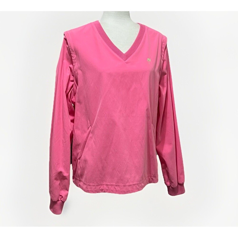 VTG Lilly Pulitzer Convertible Pullover Jacket XL Pink Removable Sleeves Golf